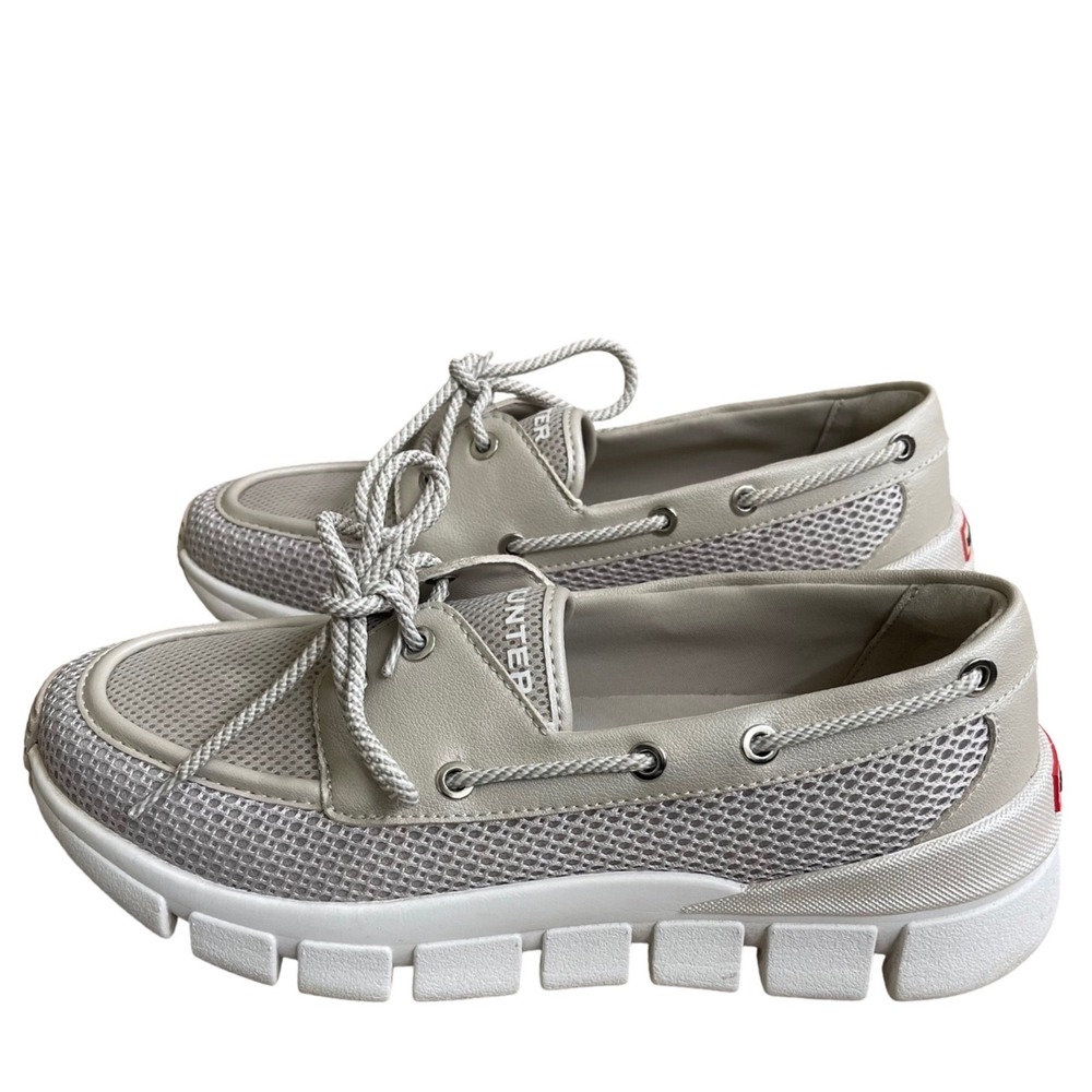 Hunter sasa Original Mesh Boat‎ Shoe Sneakers Beige White Womens Size 9M EUC